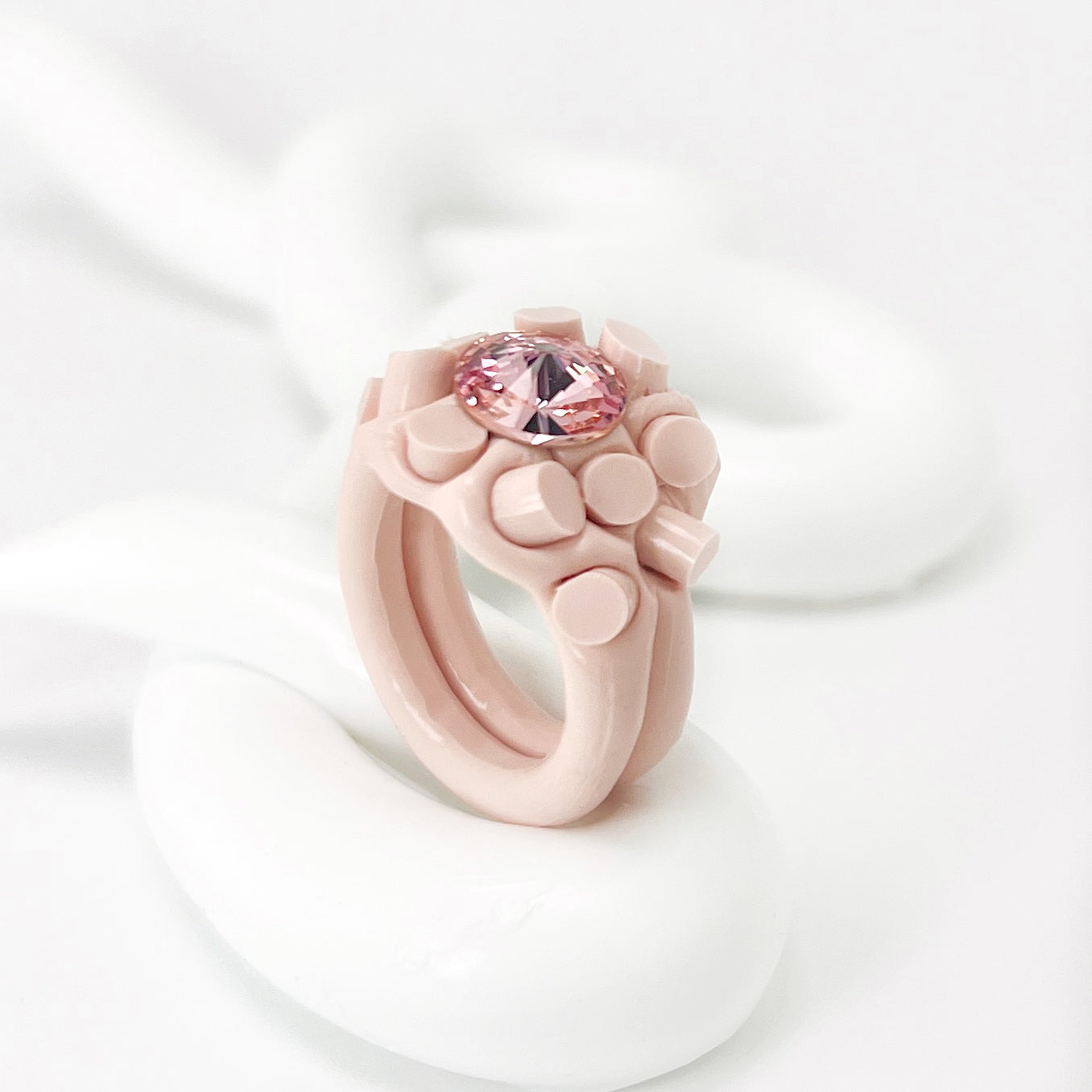 Pink Marshmallow Crystal Ring