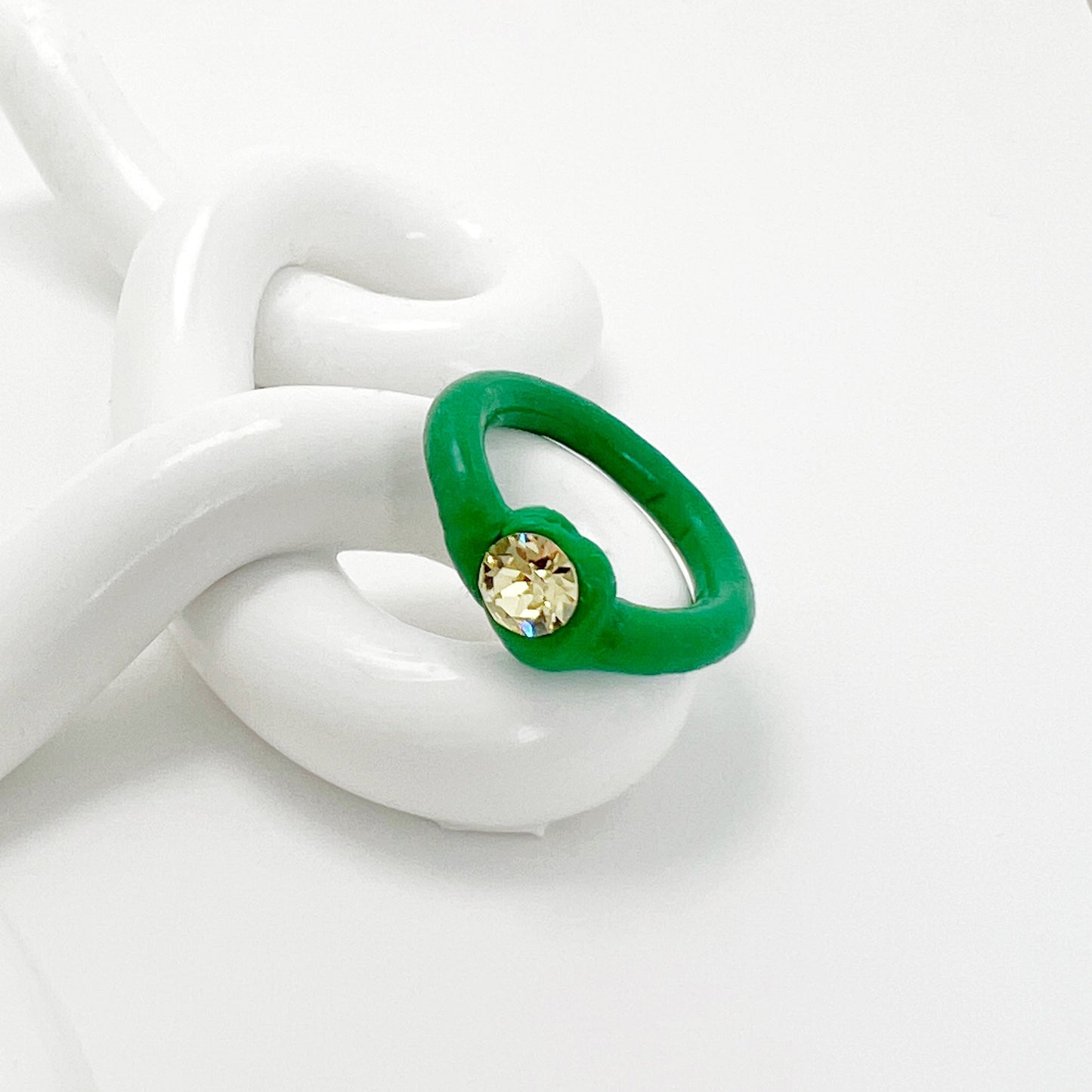 OG Yellow Crystal Ring in Poison Green