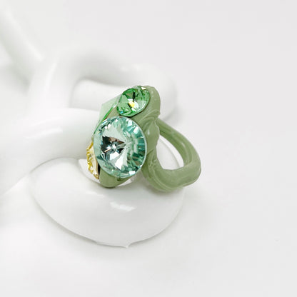 Quartet Crystal Ring in Sage Green