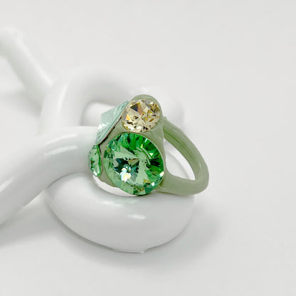 Quartet Crystal Ring in Sage Green