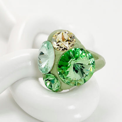 Quartet Crystal Ring in Sage Green