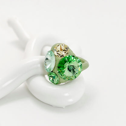 Quartet Crystal Ring in Sage Green