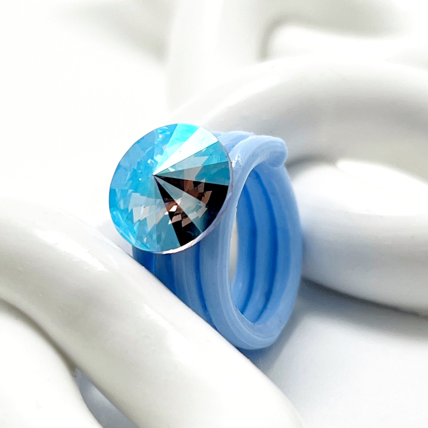 Opal Crystal Ring in Sky Blue