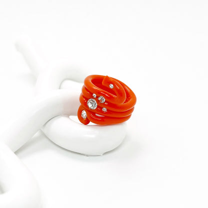 Marmaid Crystal Ring in Flame Orange