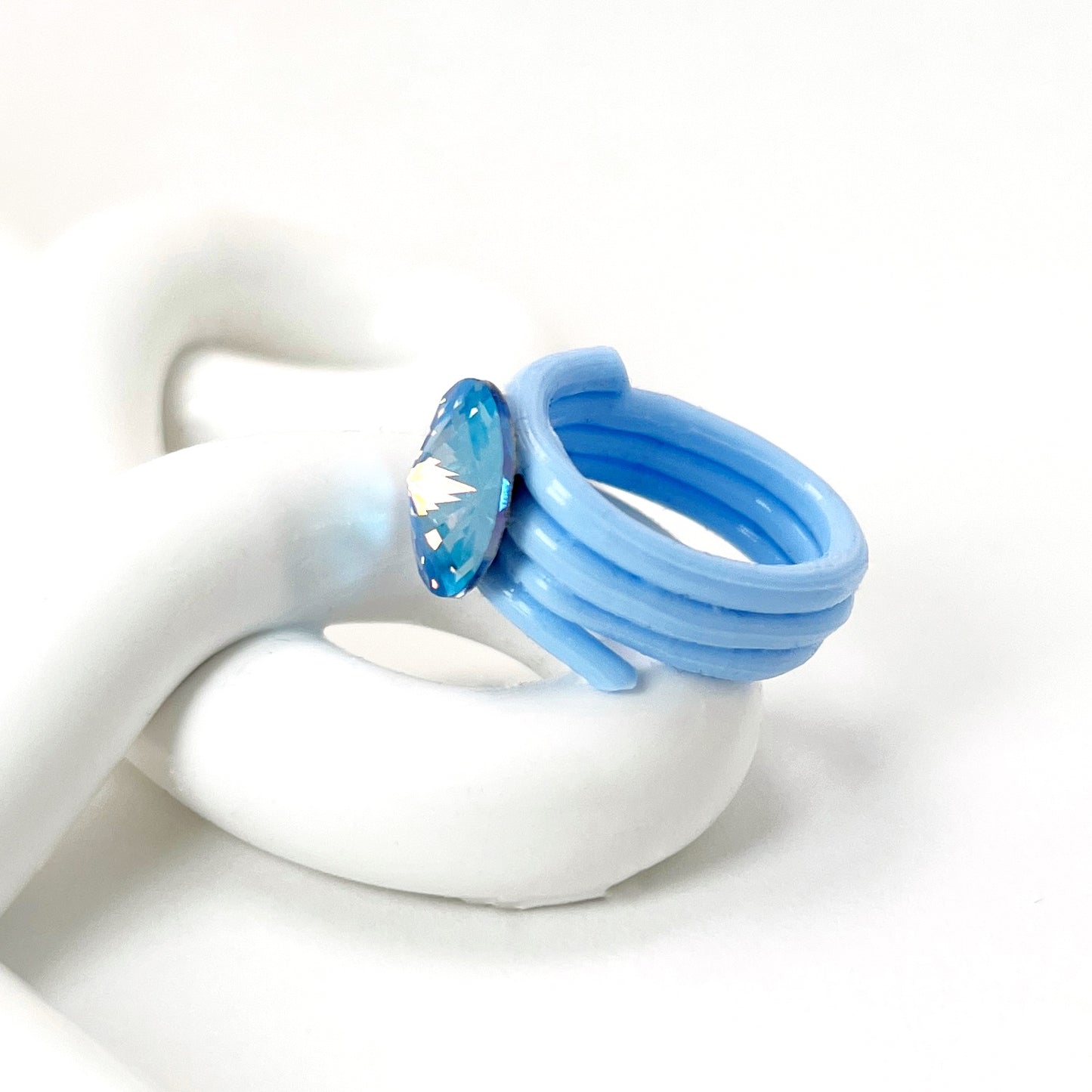 Opal Crystal Ring in Sky Blue