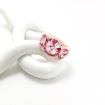 3 Crystal Rosé Pink Ring