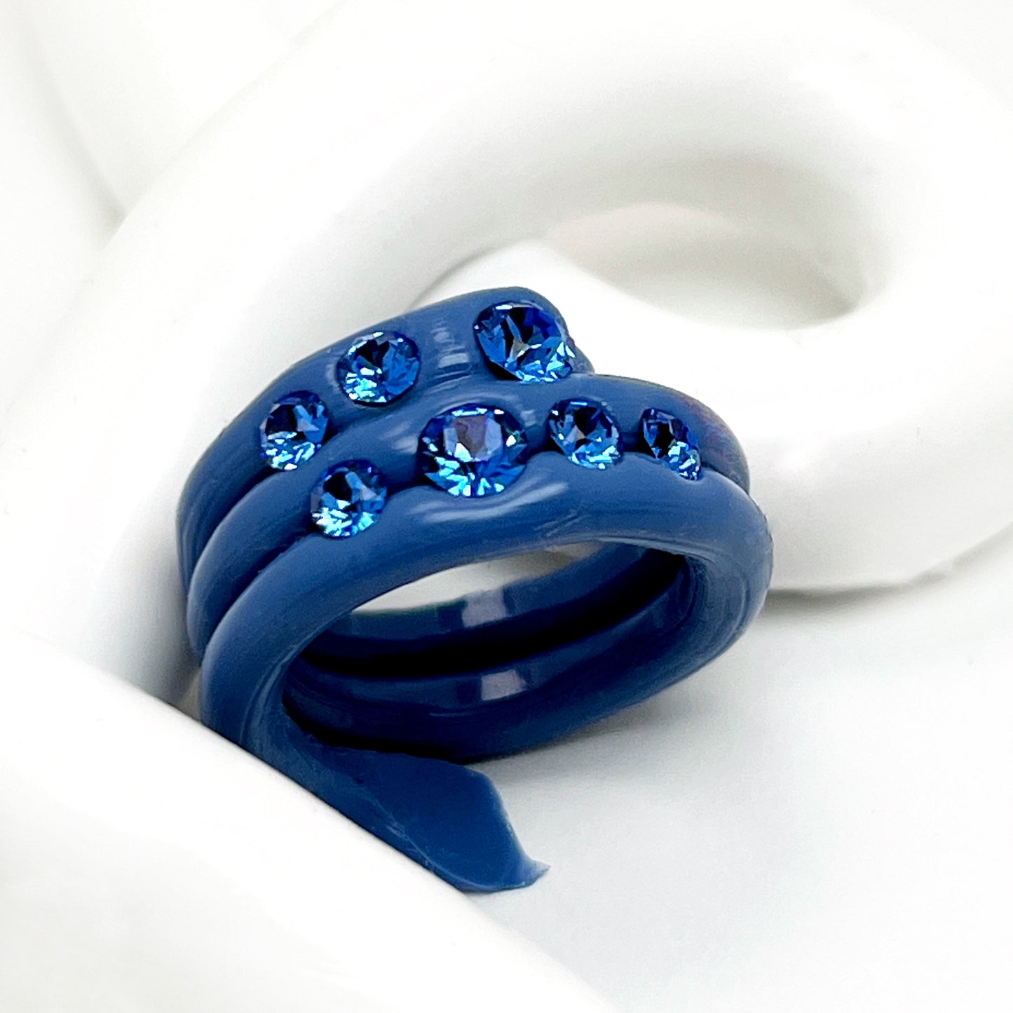 Crystal Sea Ring in Marine Blue