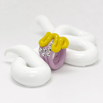 Curvy Yellow Accent Ring in Lilac