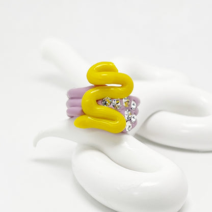 Curvy Yellow Accent Ring in Lilac