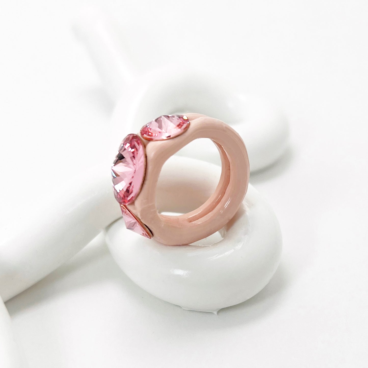 3 Crystal Rosé Pink Ring