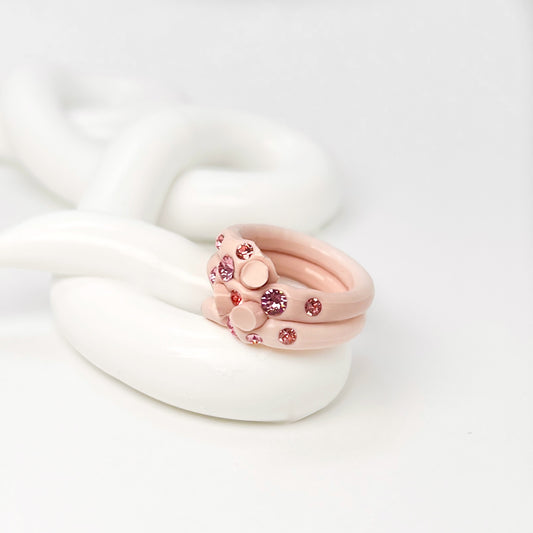 Mini Crystal Marshmallow Ring in Pink